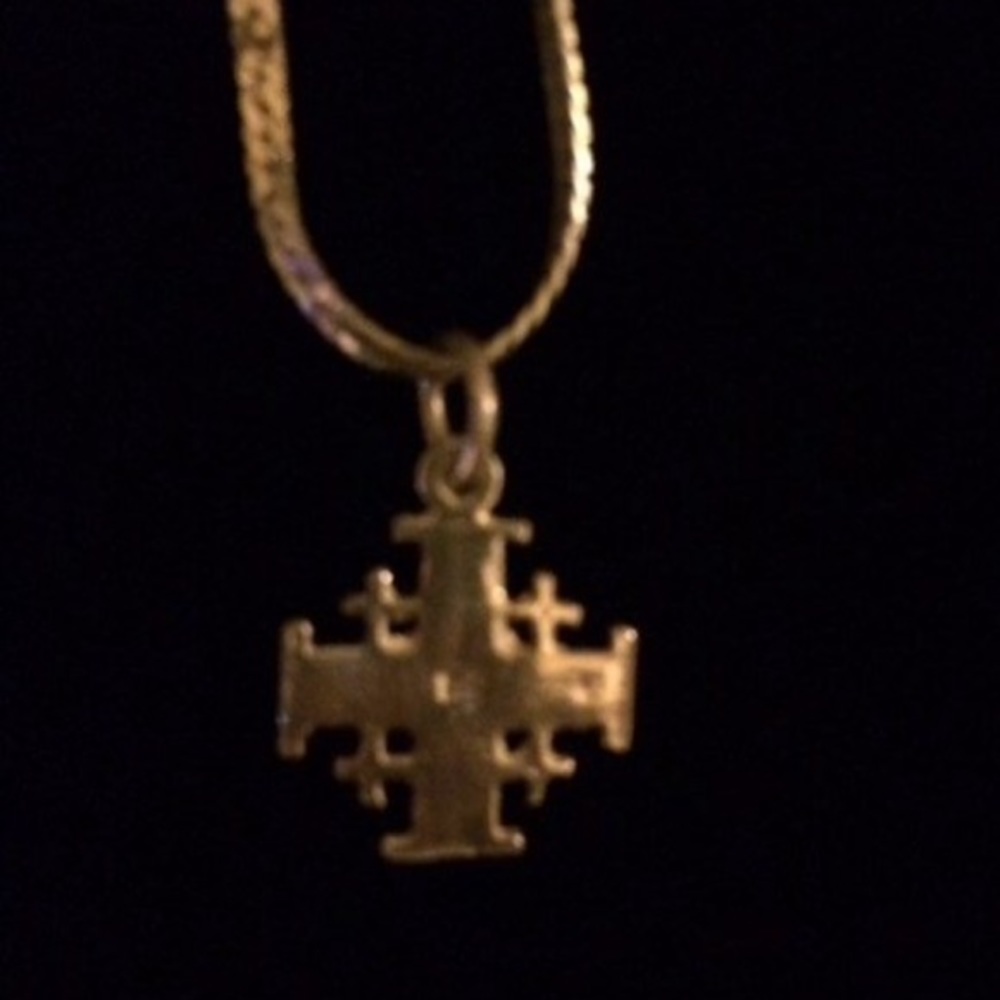 18" Silver Flat Snake Chain w/ Greek Cross Vintage - Picture 5 of 8